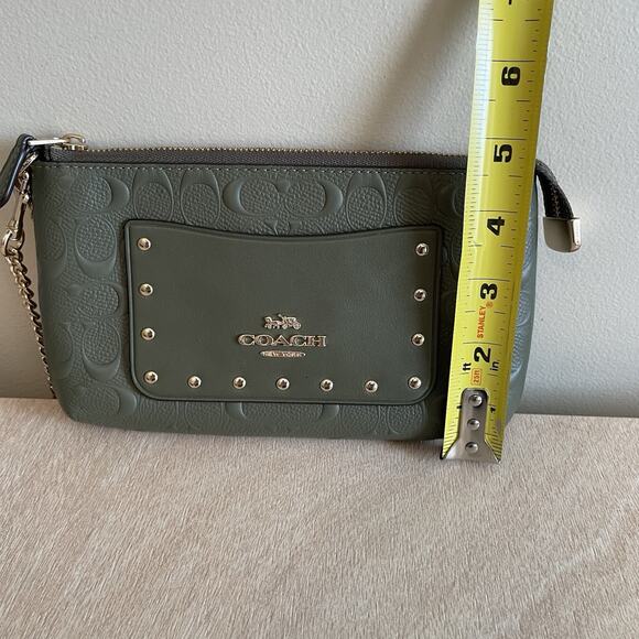 Coach Signature Embossed Leather Wristlet - Picture 15 of 16